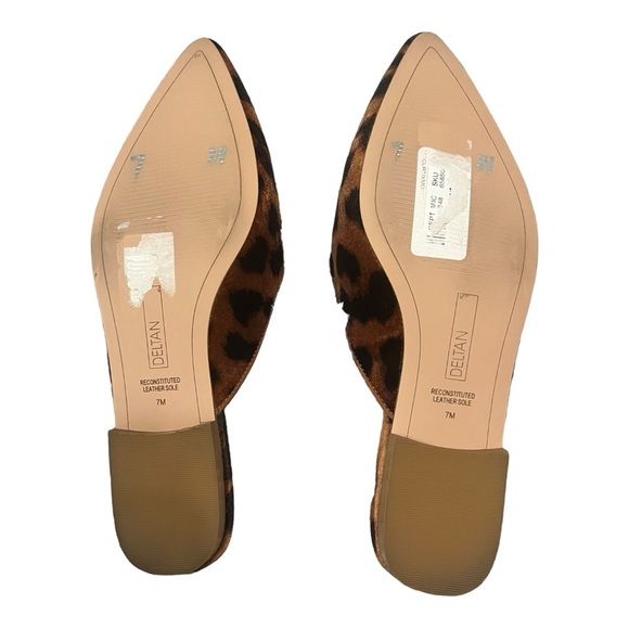 Deltan Luna Women's Velvet Leopard Print Pointed Toe Dress Mules Size 7 - Picture 2 of 2